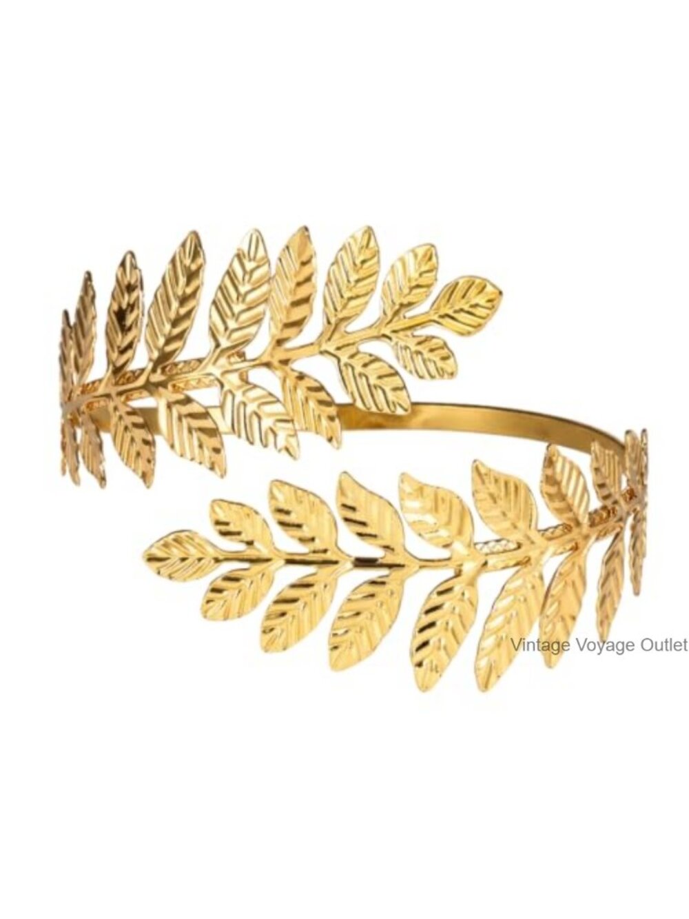 Adjustable Laurel Leaf Upper Arm Cuff Bracelet Hypoallergenic Alloy Open Bangle